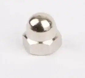 Metall-Hutmuttern vernickelt, M3