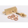 Socle laiton pour manomètre, filetage intérieur 12 x 12 mm, dessus M6 x  0,75 et latéral M5