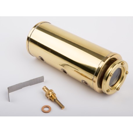 Boiler with spring loaded safety valve incl. glass and fixing, polished brass