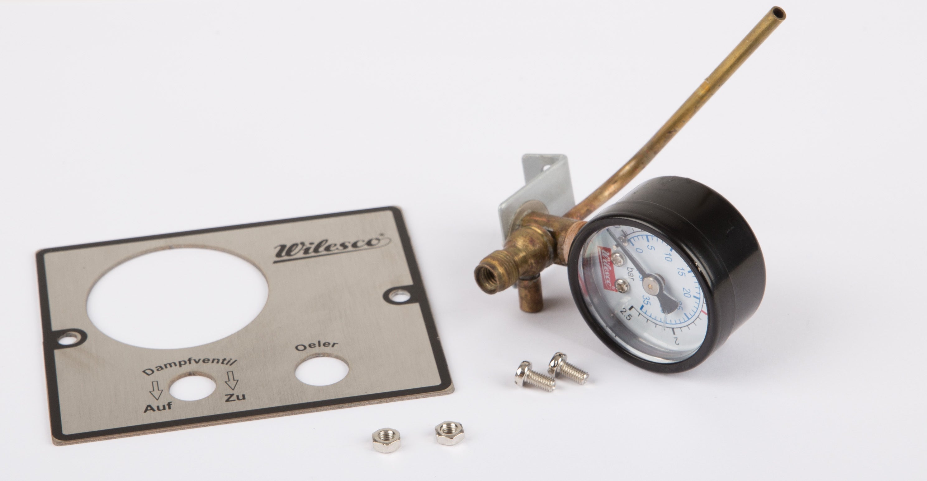 Manomètre filetage M 6 D = 35 mm, tube de raccordement du manomètre et plaque de montage pour auto-soudure
