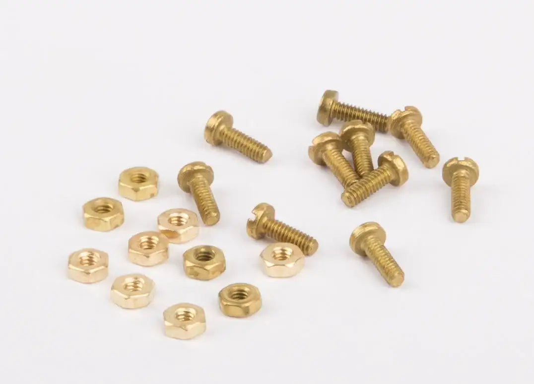 Schrauben + Muttern M 2,10 Paar, messing