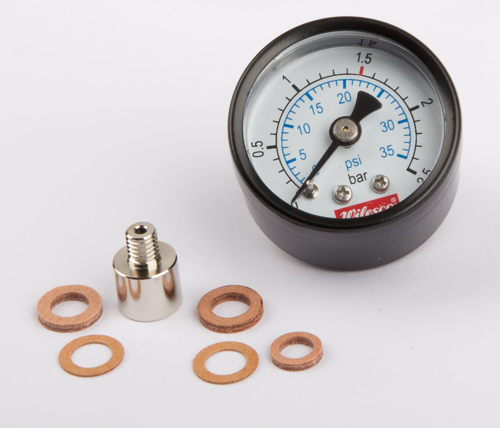 Manometer 35 mm, rückseitiges M6 Gewinde + Adapter 01529